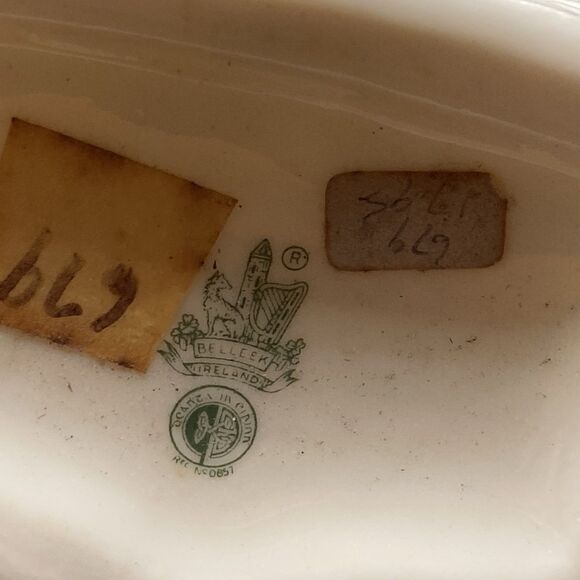 Belleek Pottery Ireland Owl Vase w/ Yellow Accents 8 1/4" - Picture 5 of 5